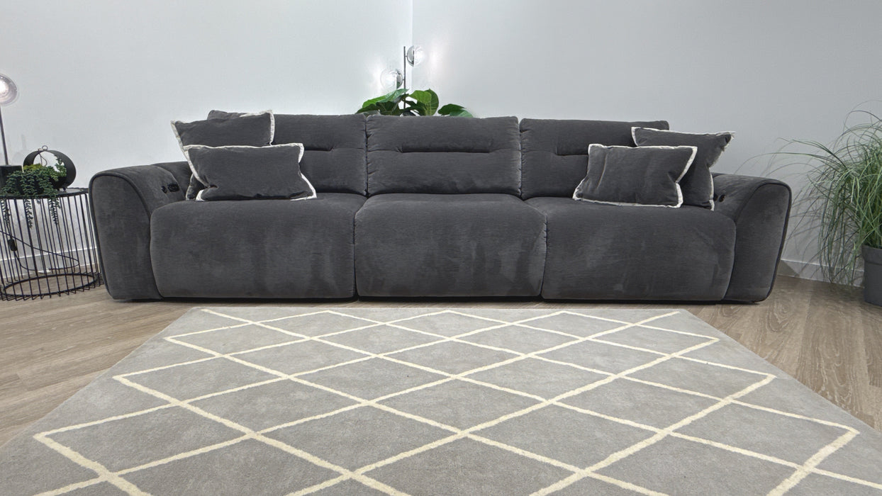 Sofology Daxton Fabric 3 Seater Double Motion Chaise + Speakers in Chenille Charcoal