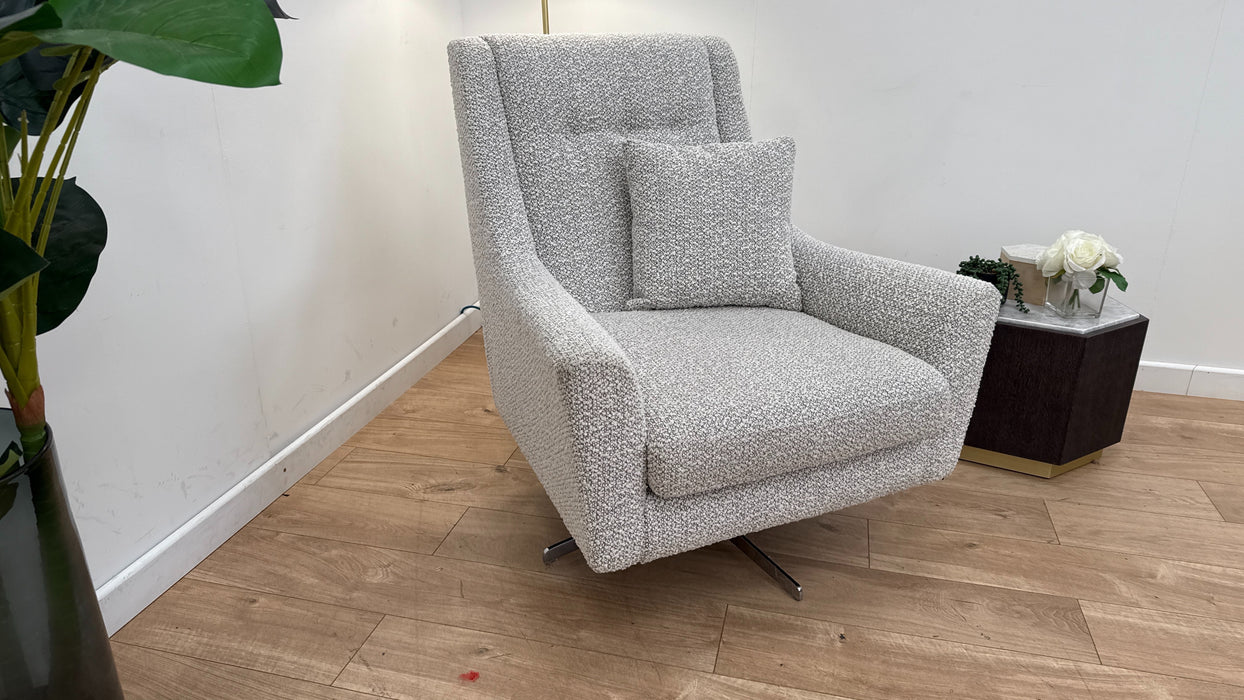 Sofology Bartello Fabric Accent Swivel Chair in Chunky Boucle Pepper