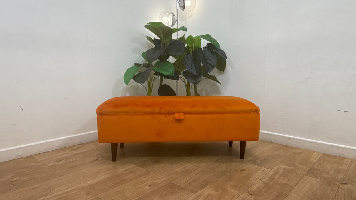 Sofology Islington Fabric Ottoman Storage Footstool in Sleek Tangerine