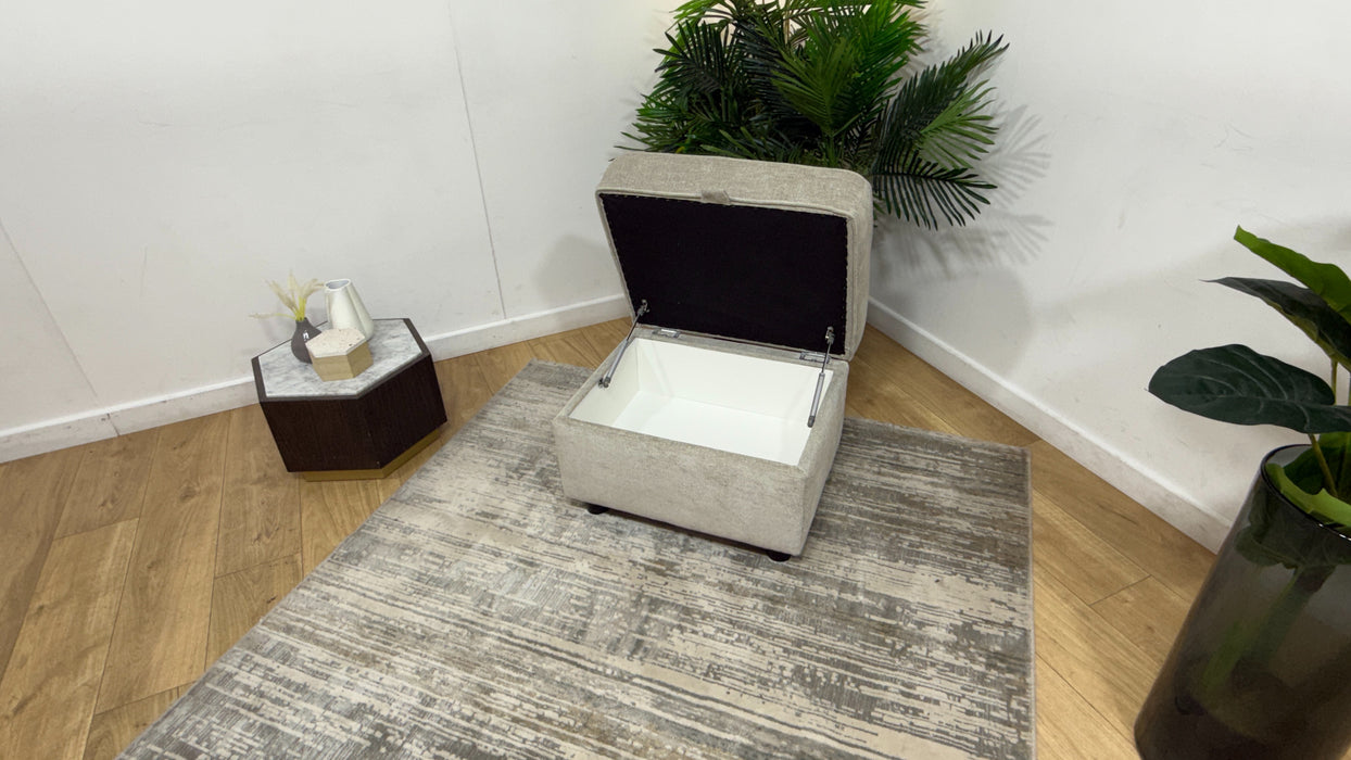Sofology Brixton Fabric Storage Footstool in Linen Look Chenille Truffle