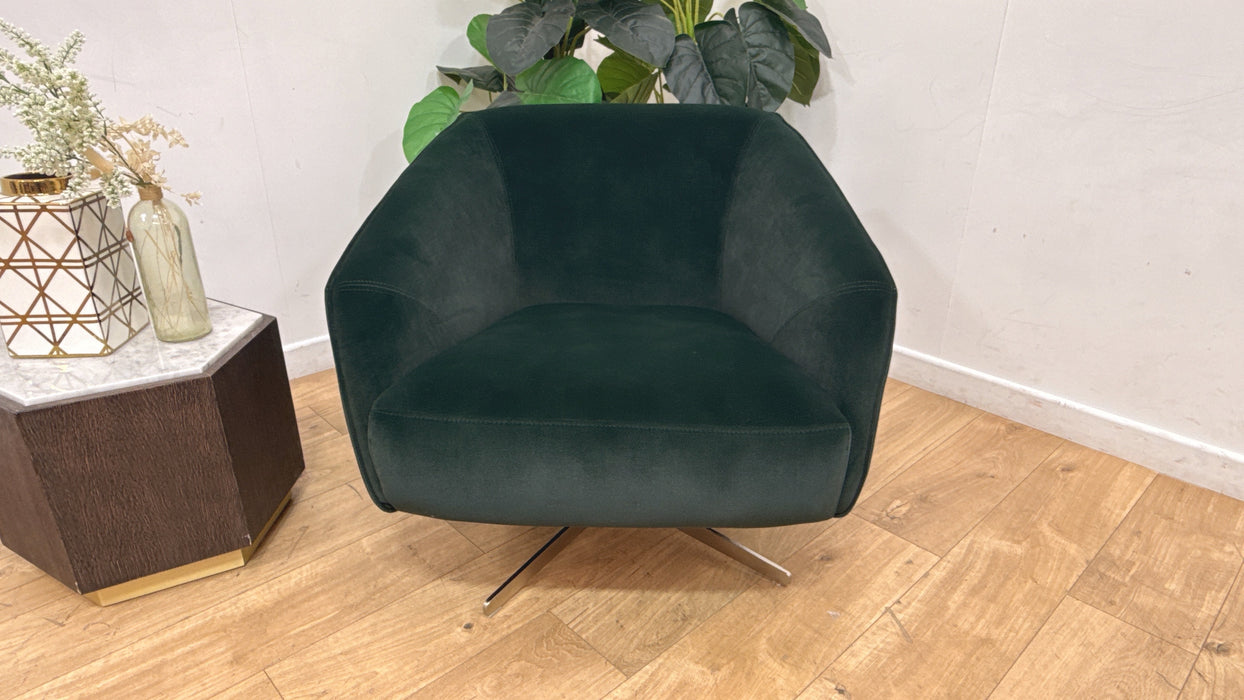 Sofology Adler Fabric Swivel Chair in Lifestyle Mottled Dark Green