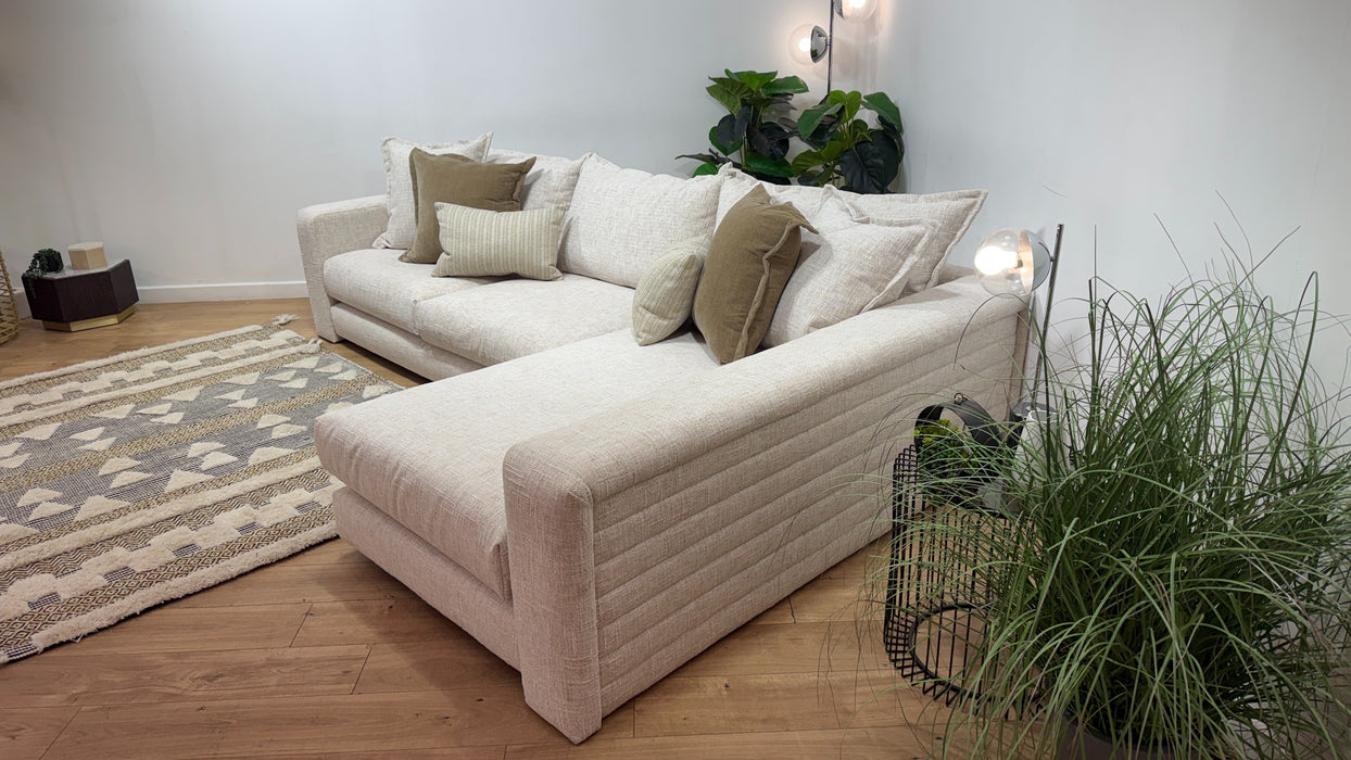 Sofology Cove Fabric Grande Chaise in Artisan Chenille Ecru Mix