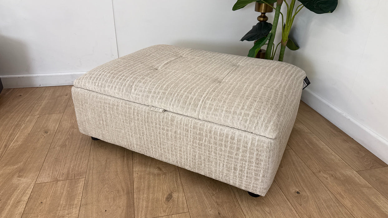 Sofology Ascot Fabric Storage Footstool in Textured Chenille Natural