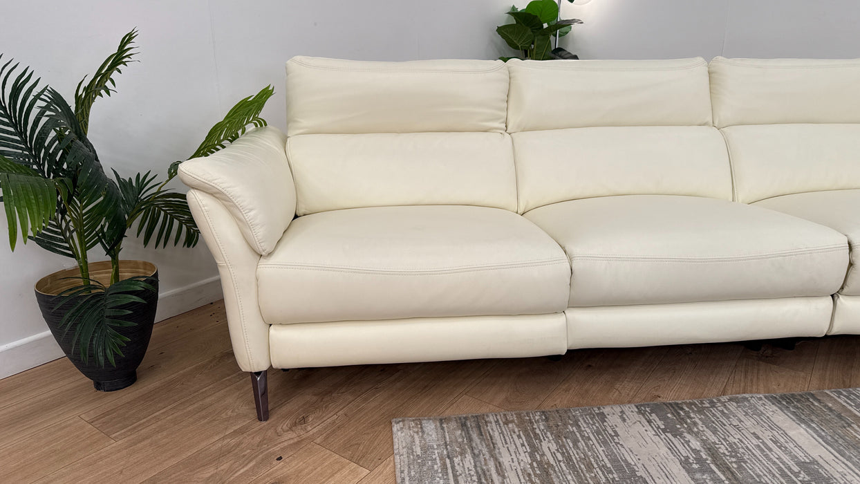 Sofology The Missouri 4 Seater Recliner Sofa in Trusty Sheen Leather White
