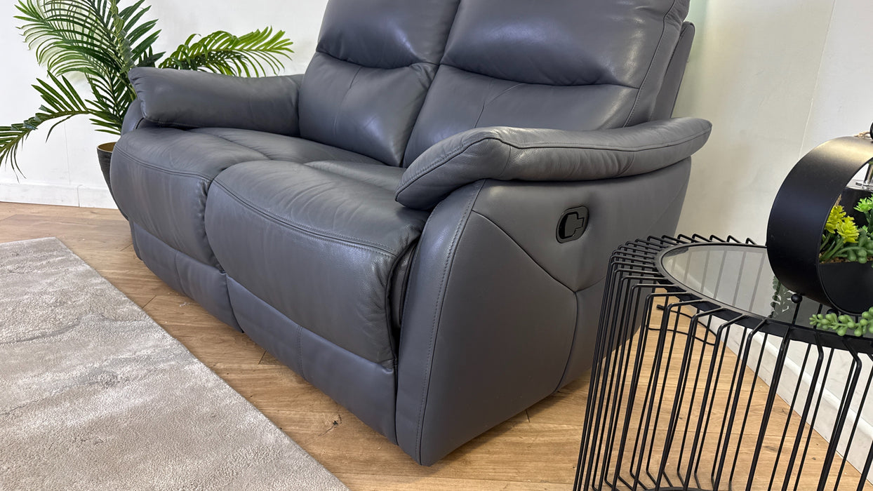 Sofology Albion Leather 2 Seater Manual Recliner in Lavender Grey