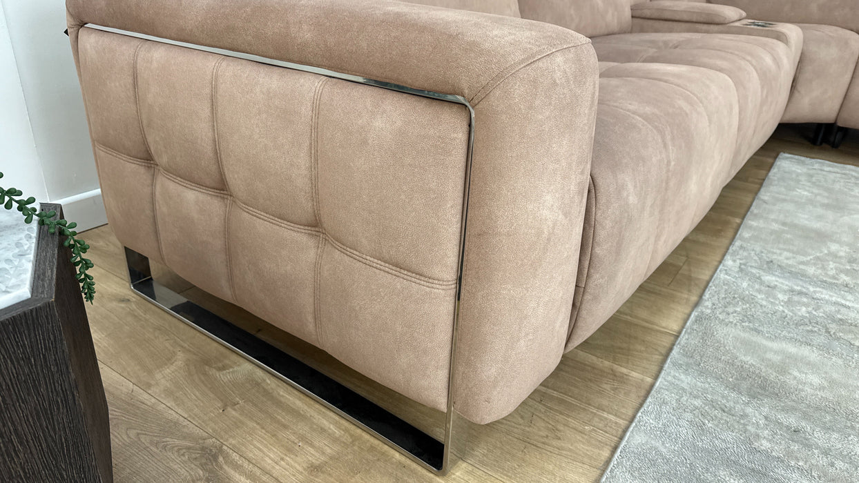 Sofology Marvella Fabric 3 Corner Console 1.5 Power Recliner/Headrest in Lifestyle Flecked Sand