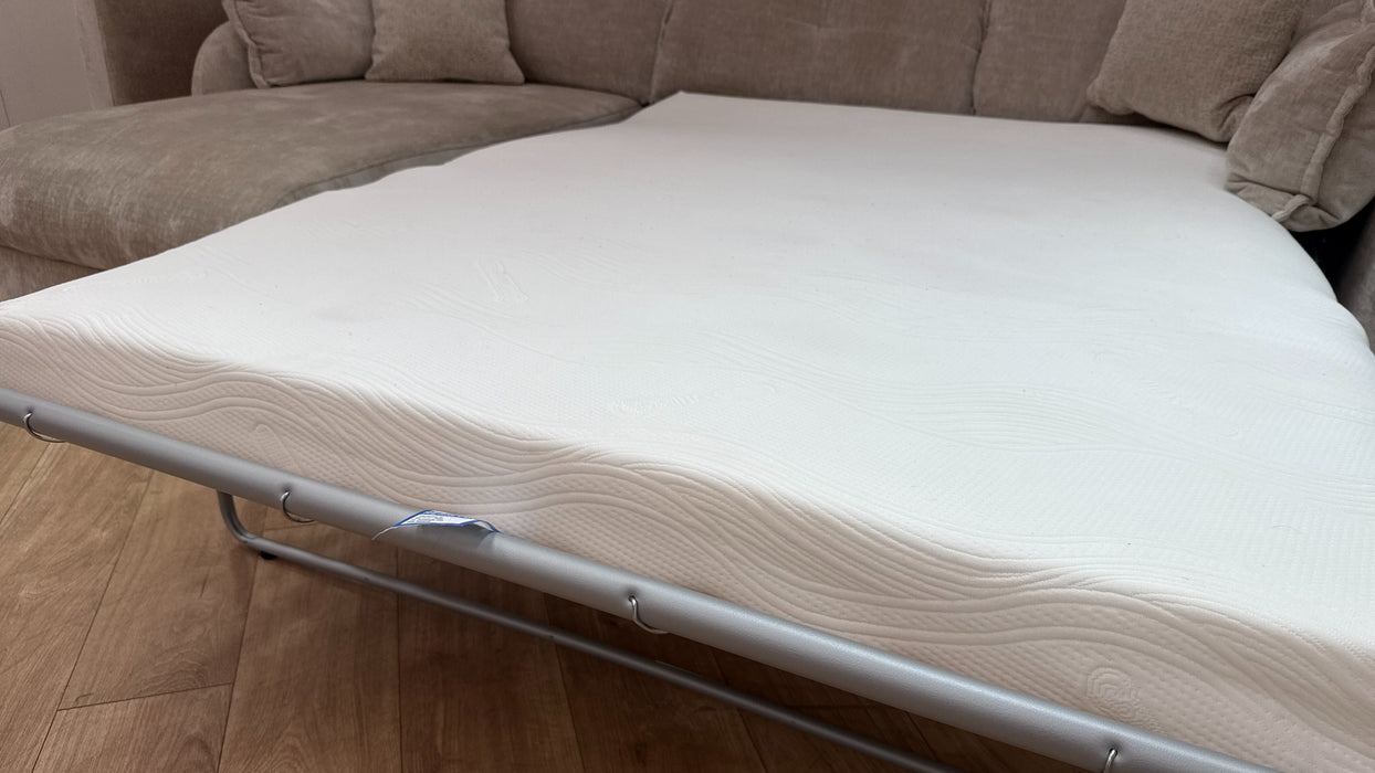 Sofology Portobello Fabric Chaise 3 Seater Sofabed Foam Seats Hybrid Pocket Mattress in Luxury Chenille Mist Mix
