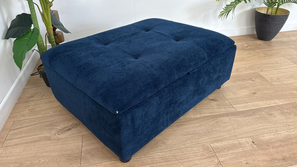 Sofology Ascot Fabric Storage Footstool in Soft Sherpa Navy