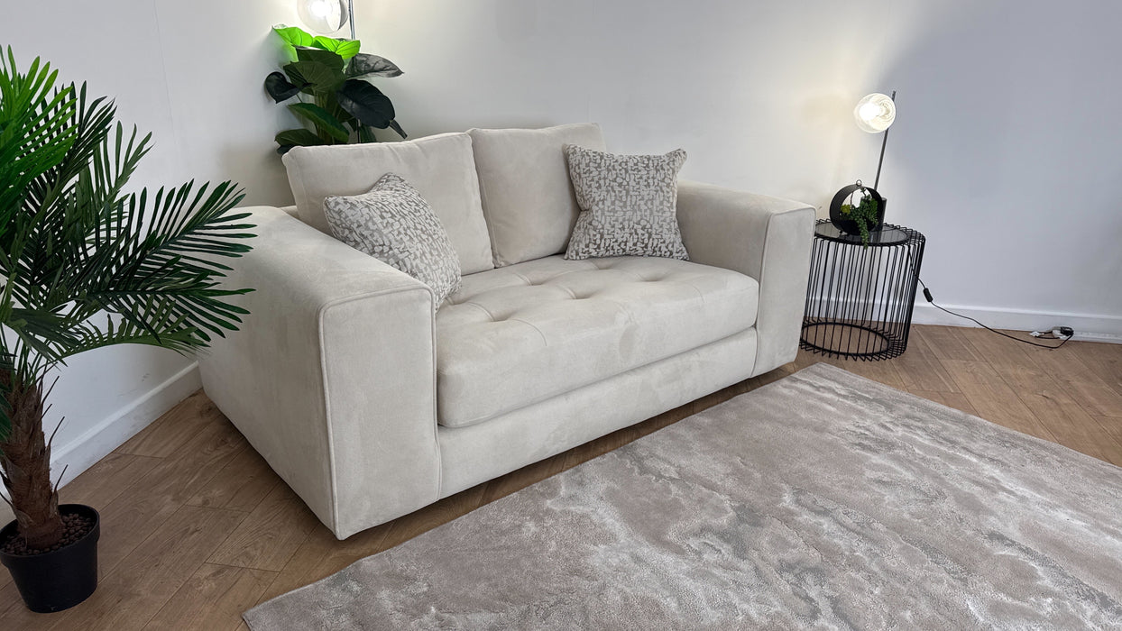 Sofology Ascot Fabric 2 Seater Bench Seat in Soft Sherpa Natural Mix