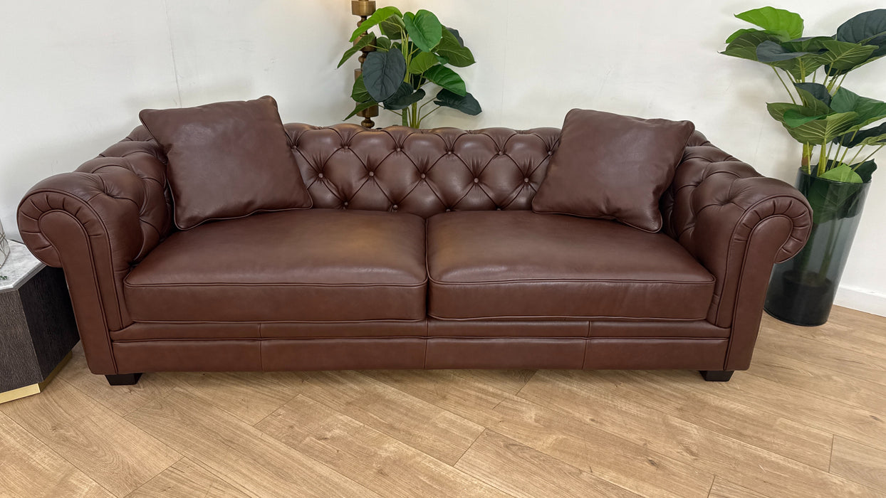 Sofology Oxford Leather 3 Seater in Chocolate