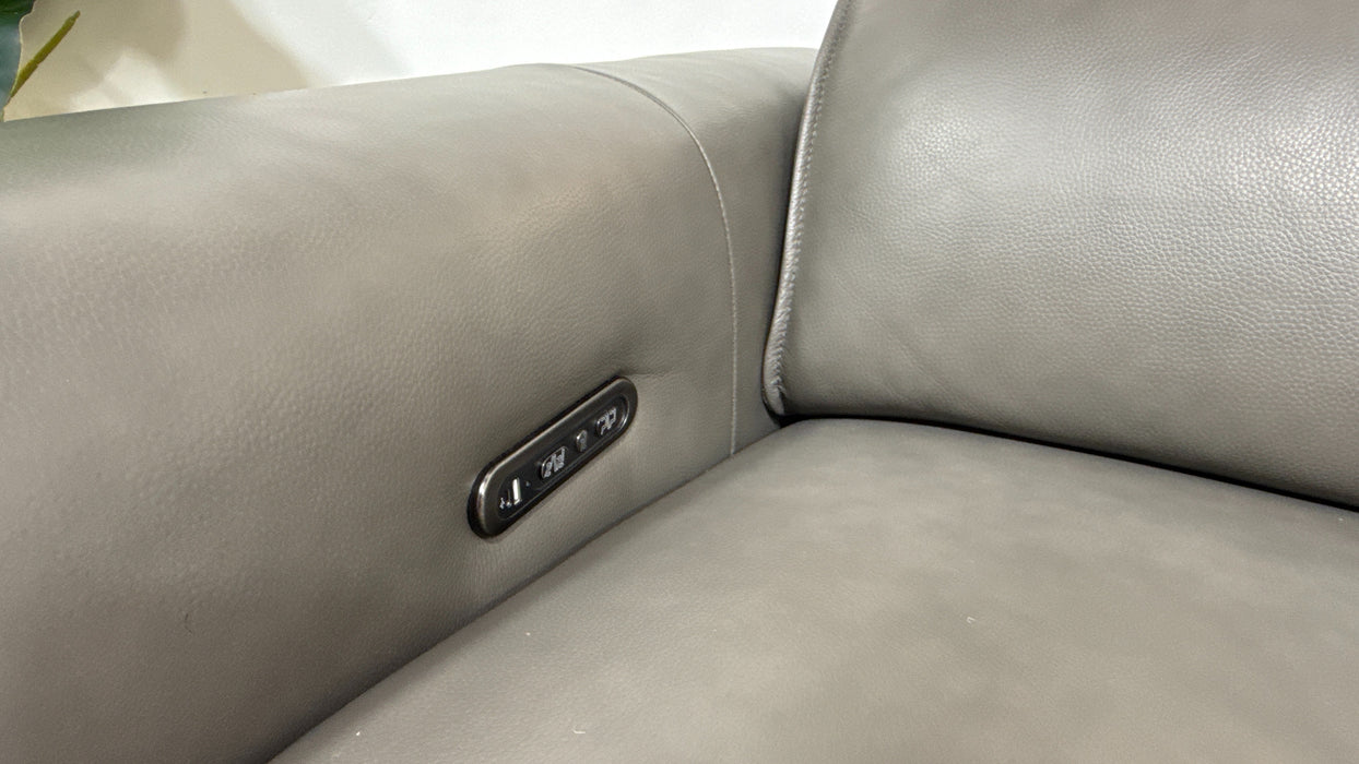 Sofology Premiere Leather 2.5 Seater Power Recliner/Headrest in Trusty Embossed Grey