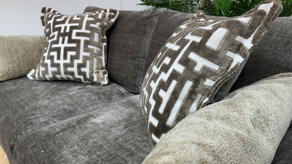 Sofology Mayfair Fabric 2 Seater Foam Seats in Luxury Chenille Truffle/Gold Mix