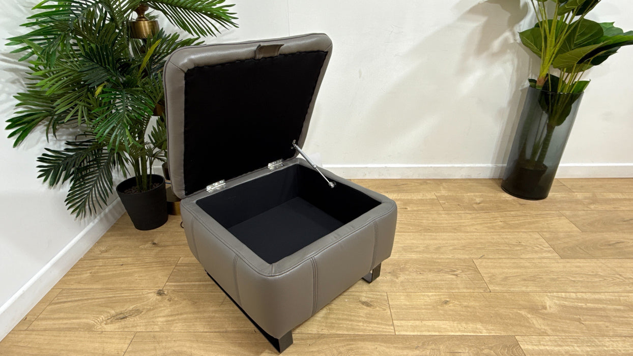 Sofology Ravello Leather Designer Storage Footstool in Trusty Embossed Elephant