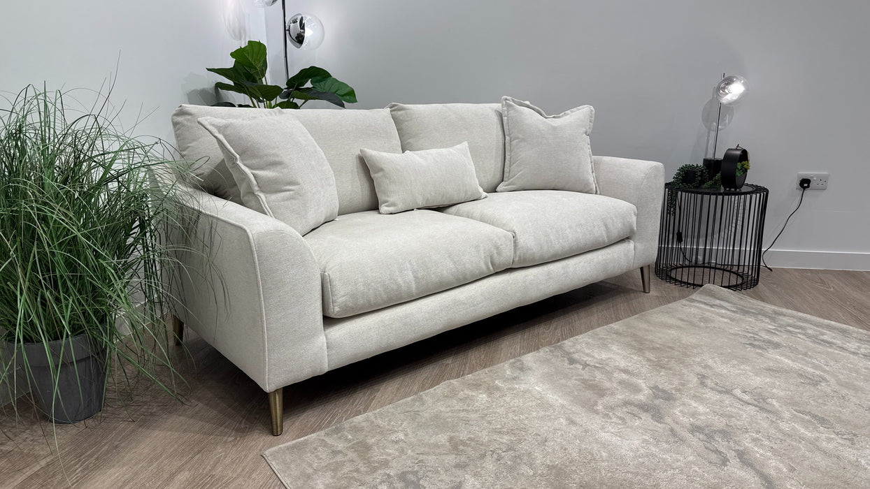 Sofology Mayfair Fabric 3 Seater Feather Flex Seats in Linen Look Chenille Mist