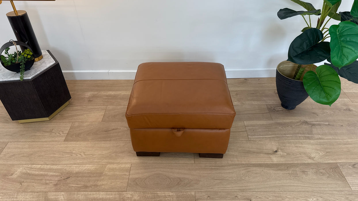 Fellini Leather Storage Footstool Alaska Brittany