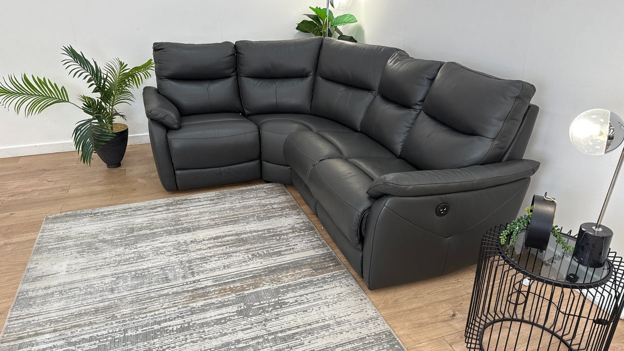 Sofology Albion Leather 1 Corner 2 Power Recliner in Charcoal