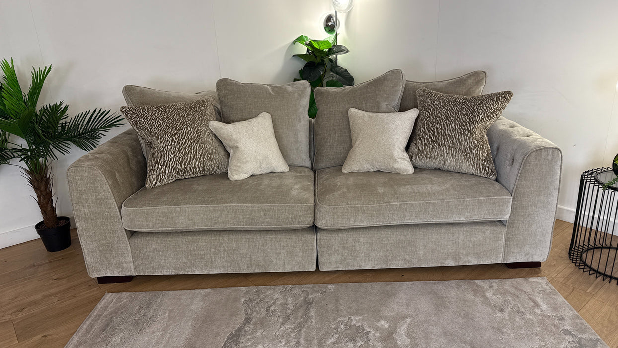 Sofology The Valentina Fabric 4 Seater Split Foam Seats Pillow Back in Luxury Chenille Linen Mix