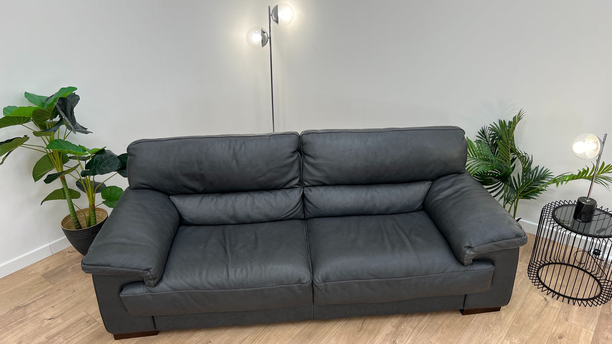 Santino 3 Seater- Leather Sofa - Apollo Grey