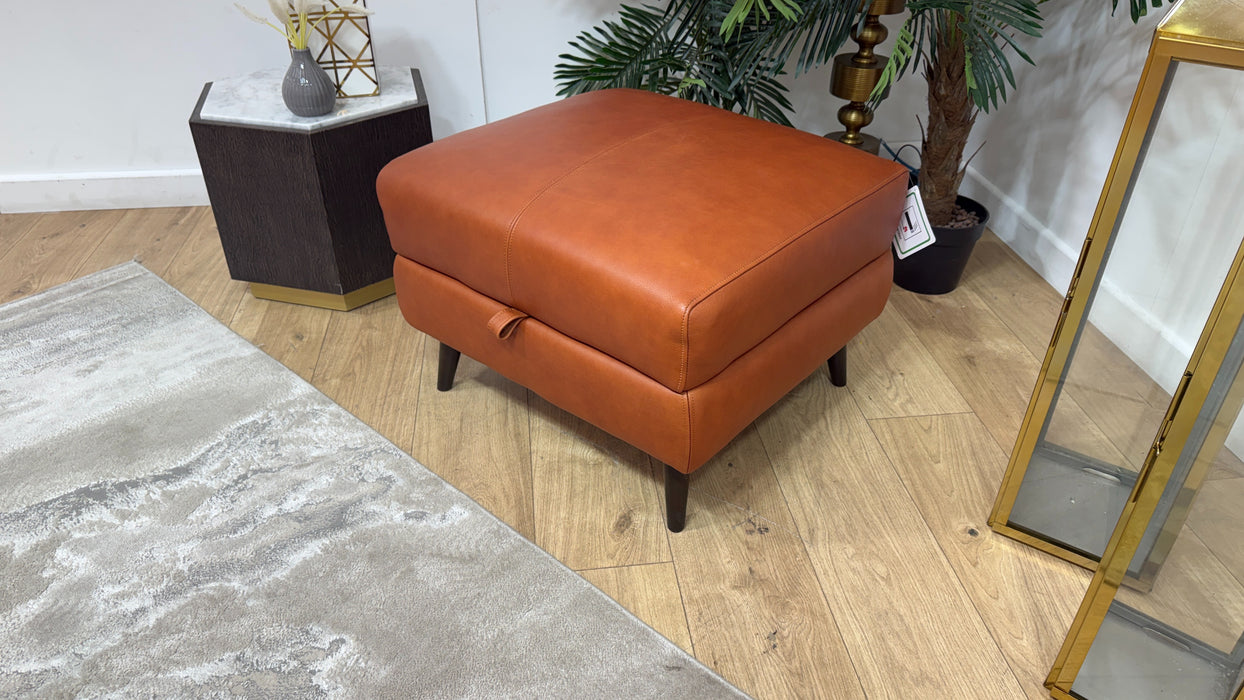 Sofology Adler Leather Storage Footstool in Relaxed Soft Amber