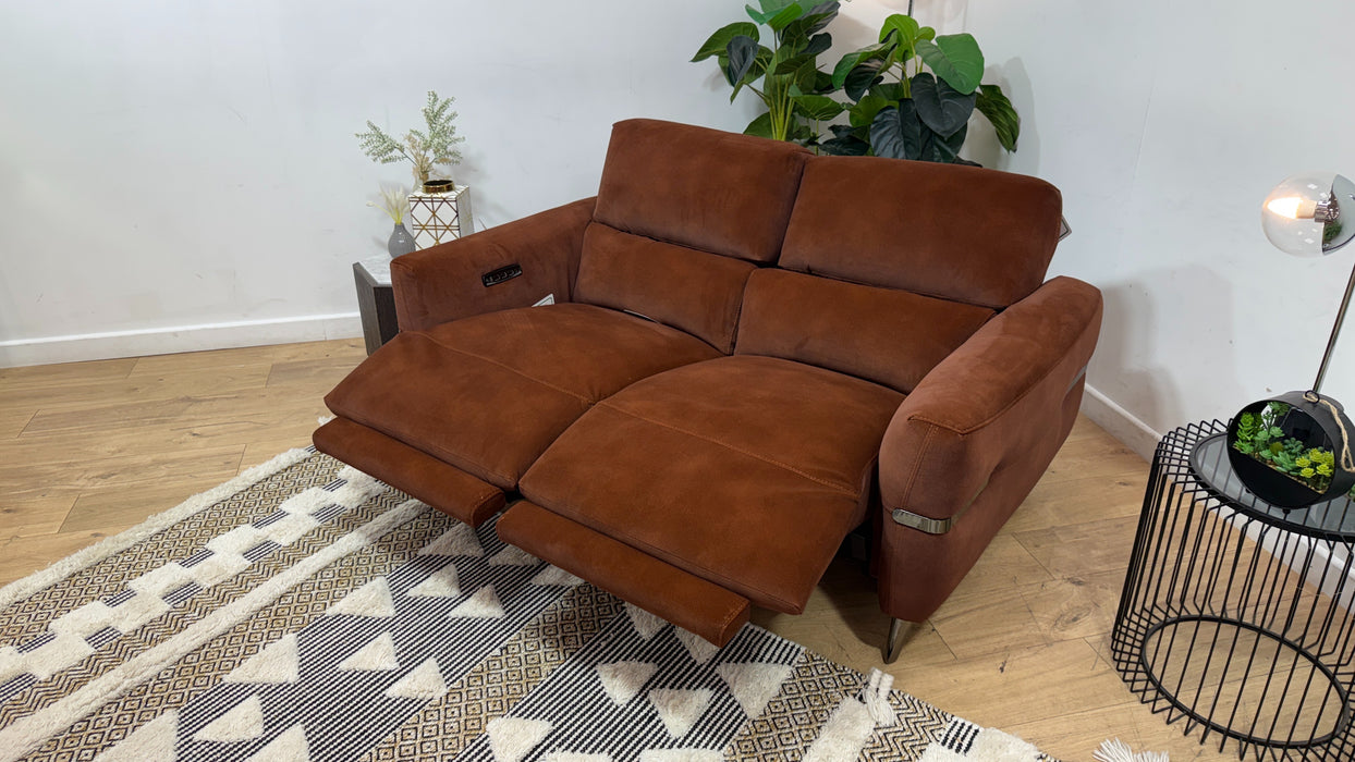 Sofology Arlington Fabric 2 Seater Power Recliner/Headrest Lumbar Support in Lifestyle Mottled Rust