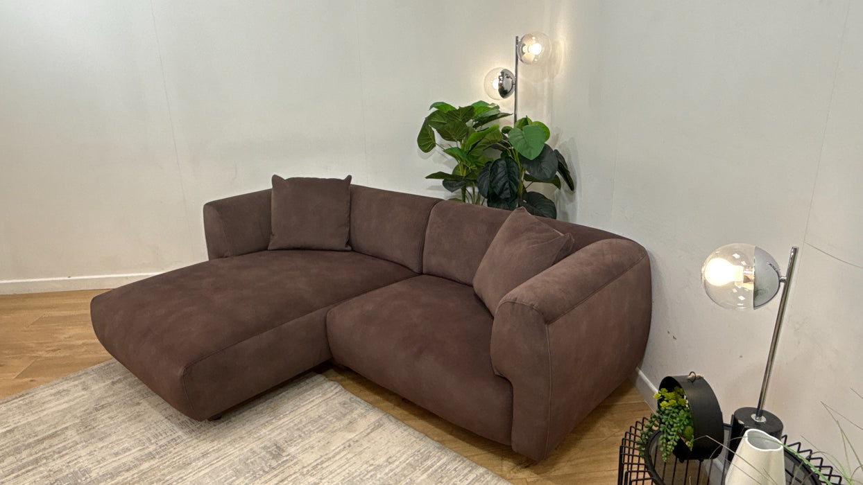 Sofology Nuvole Fabric Chaise 3 Seater in Lifestyle Mottled Dark Chocolate