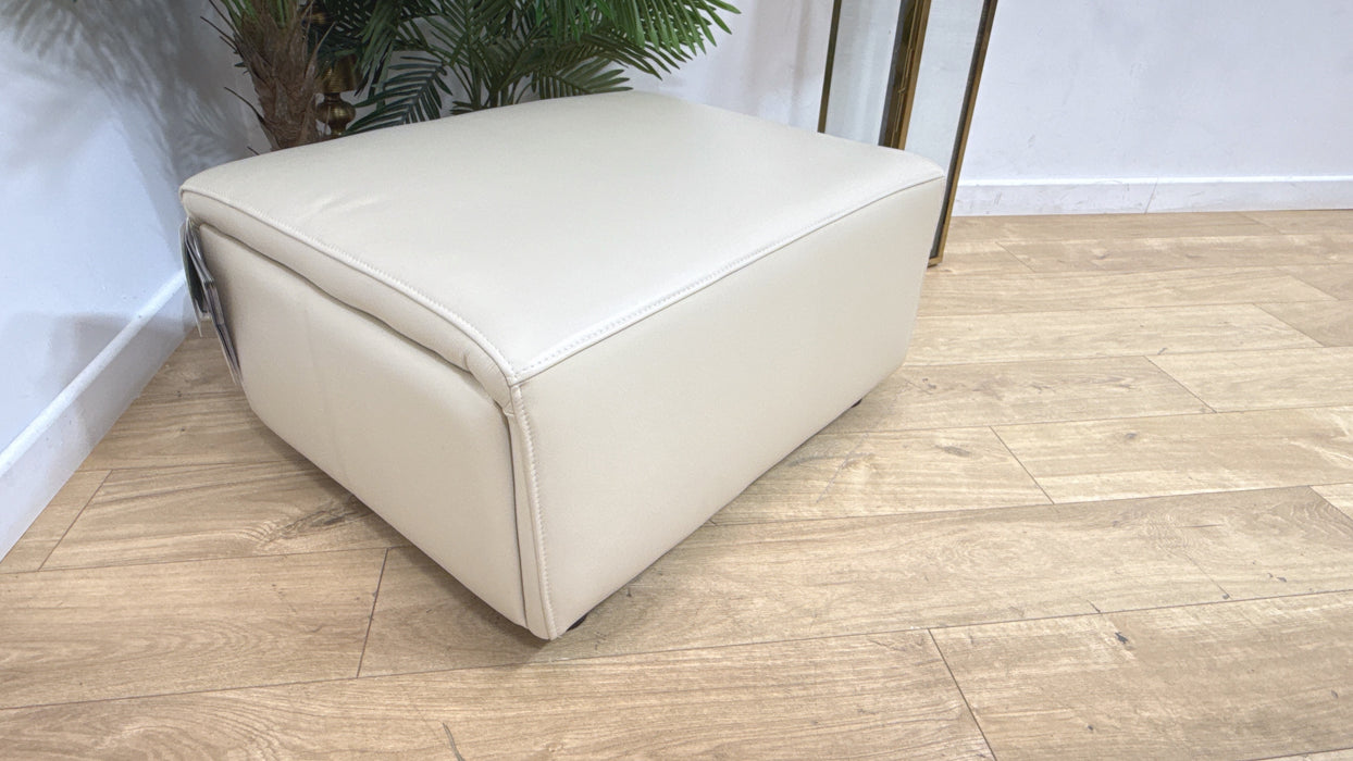 Sofology Premiere Leather Designer Storage Footstool in Trusty Embossed Bone China