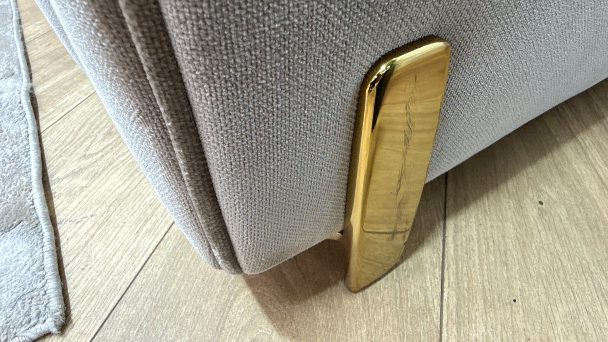 Sofology Oscar Fabric 3 Seater Gold Trim in Fine Textured Chenille Stone