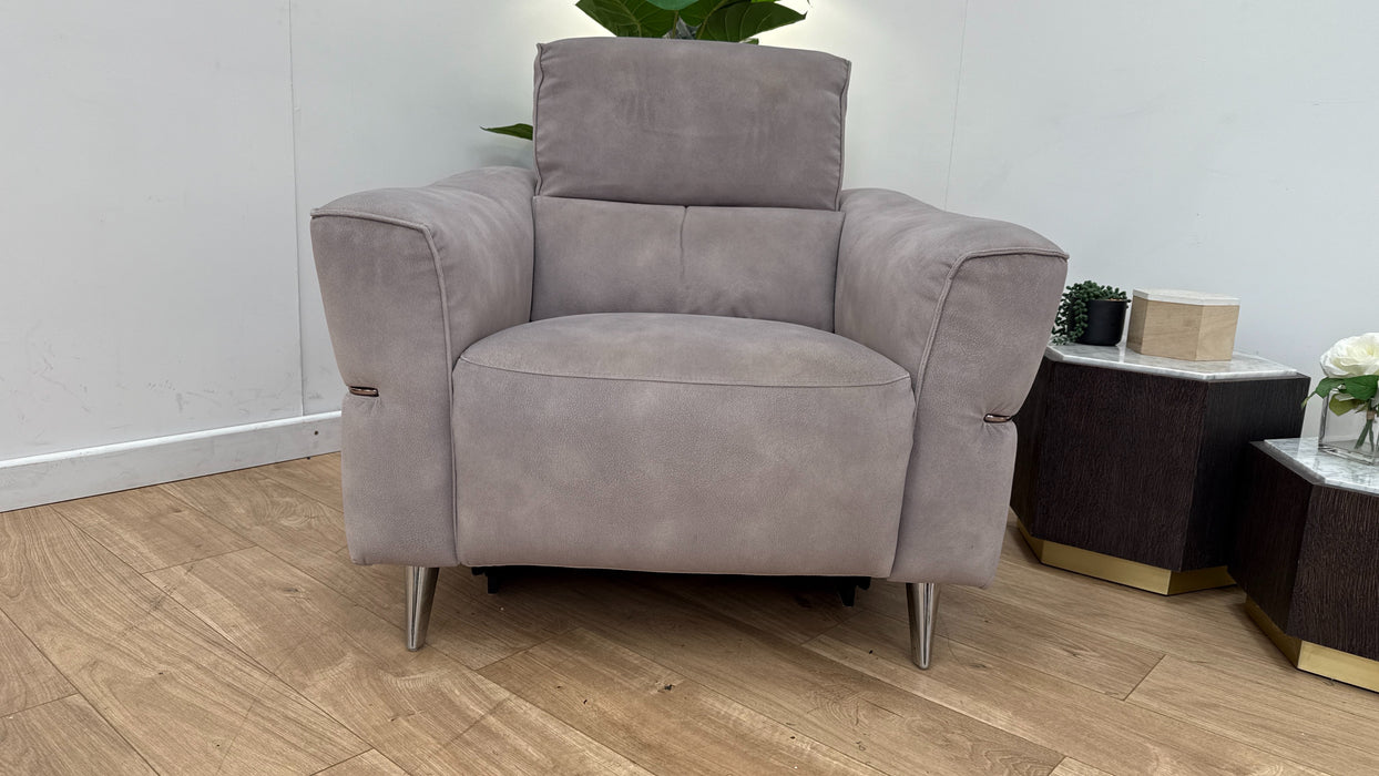 Sofology Dakota Fabric Chair Power Recliner/Headrest in Lifestyle Mottled Marble