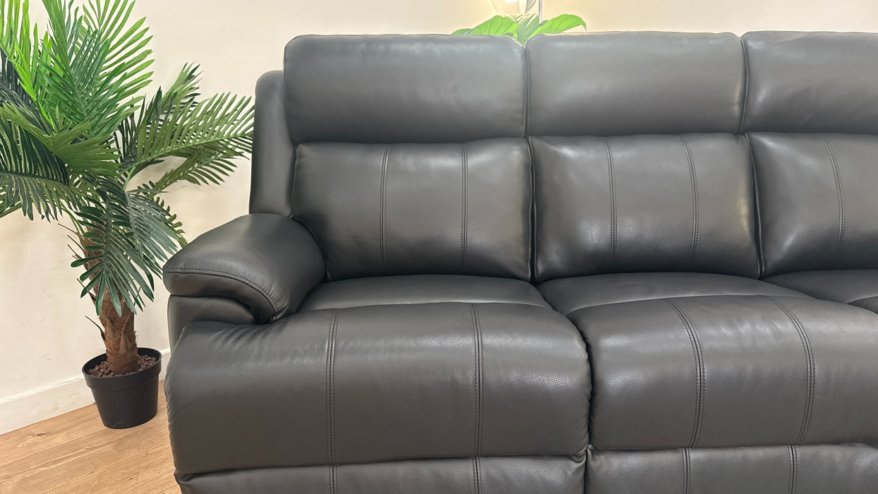 Sofology Gracie Leather 3 Seater Power Recliner/Headrest in Trusty Sheen Jet Black