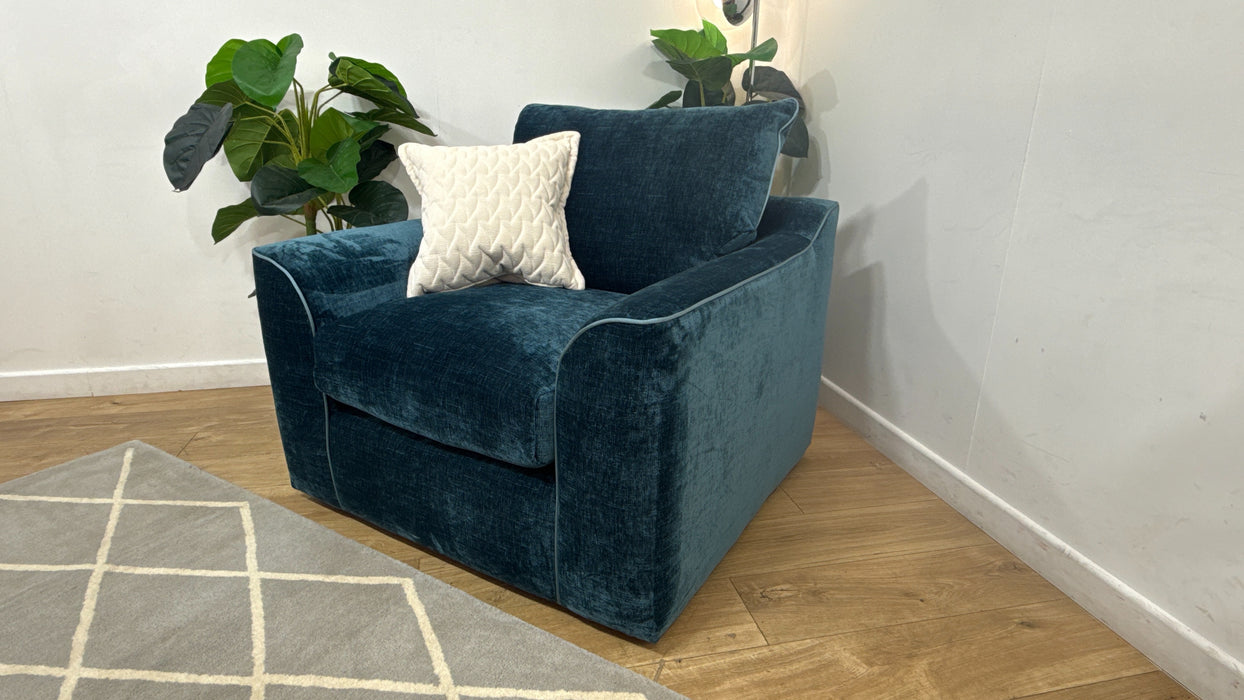 Sofology Georgio Fabric Chair Extra Flex Seats in Luxe Chenille Teal Mix