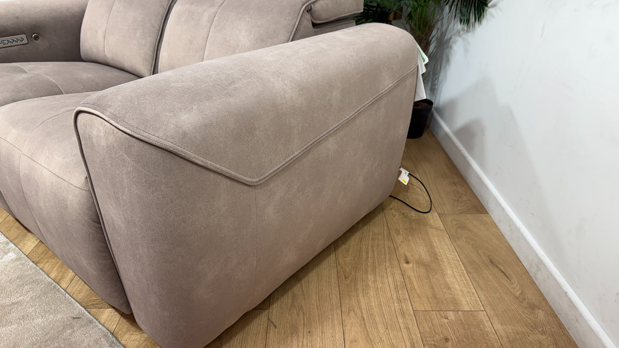 Sofology Riviera Fabric 2 Seater Power Recliner/Headrest Heated Seats in Lifestyle Flecked Nutmeg