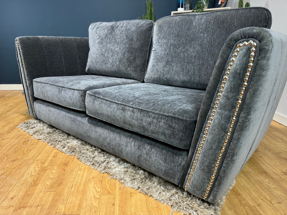 Crystal 2 Seater Full Back Fabric Sofa - Pellier Charcoal/Denny Steel Mix - (WA2)