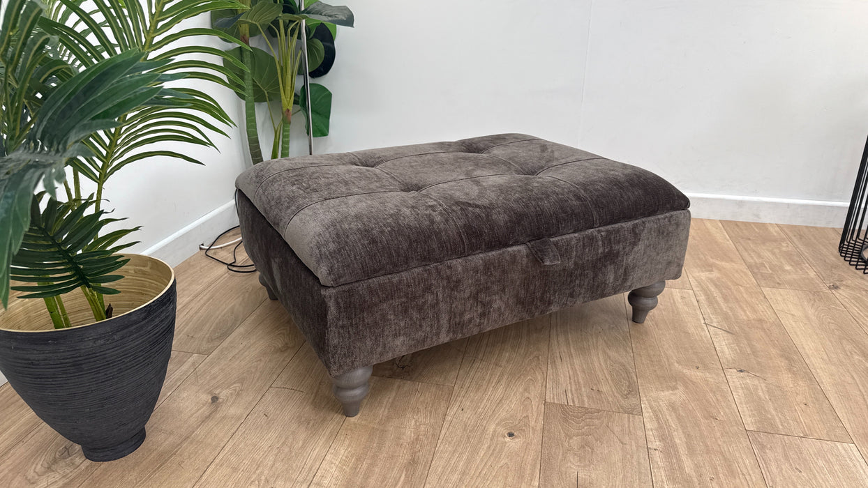 Sofology Highgrove Fabric Storage Footstool in Mole All Over