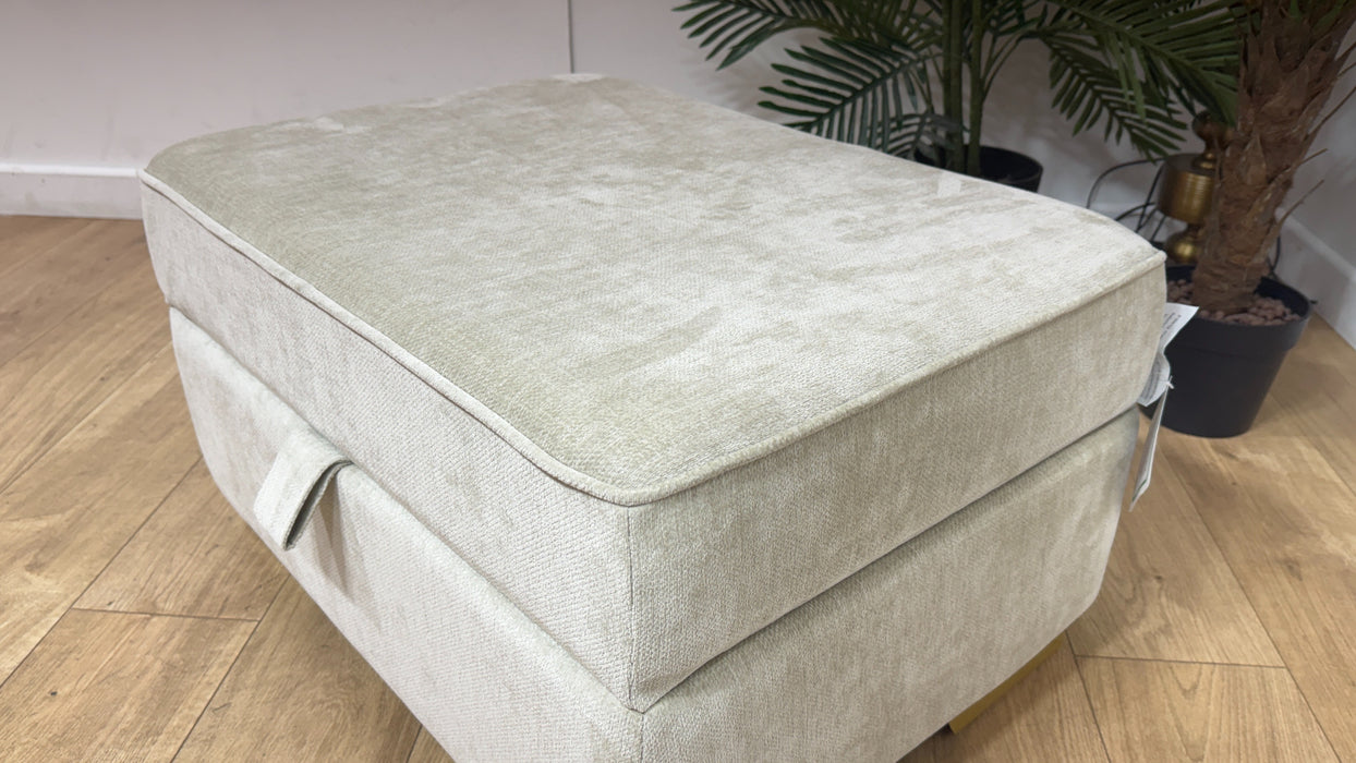 Sofology Valentina Fabric Storage Footstool in Luxury Deep Pile Chenille Stone