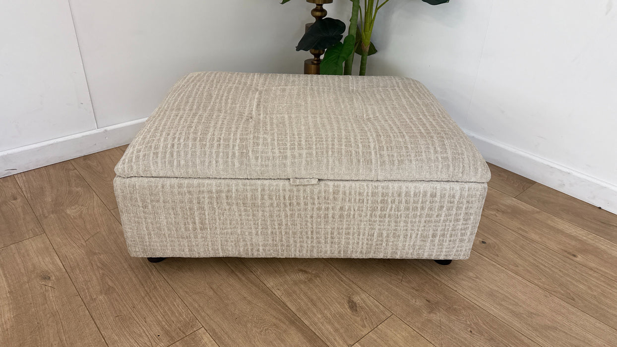 Sofology Ascot Fabric Storage Footstool in Textured Chenille Natural