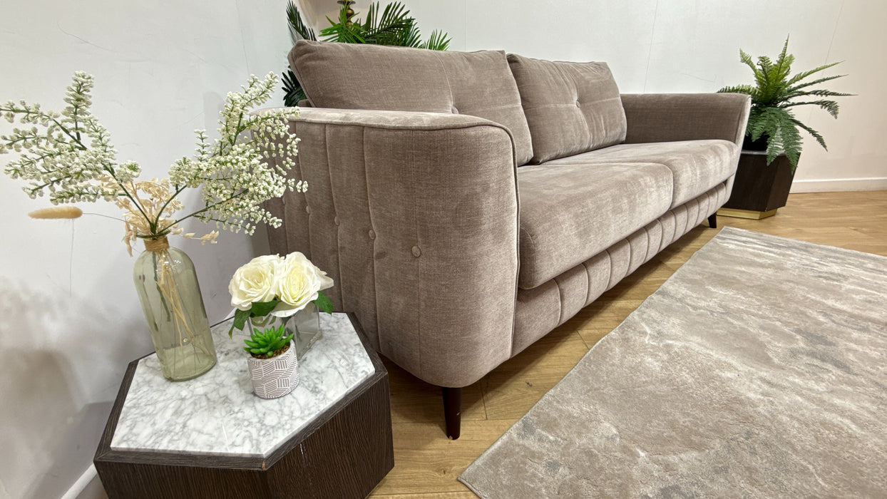 Sofology Remy Fabric 4 Seater in Soft Chenille Wicker Mix With Wicker Piping