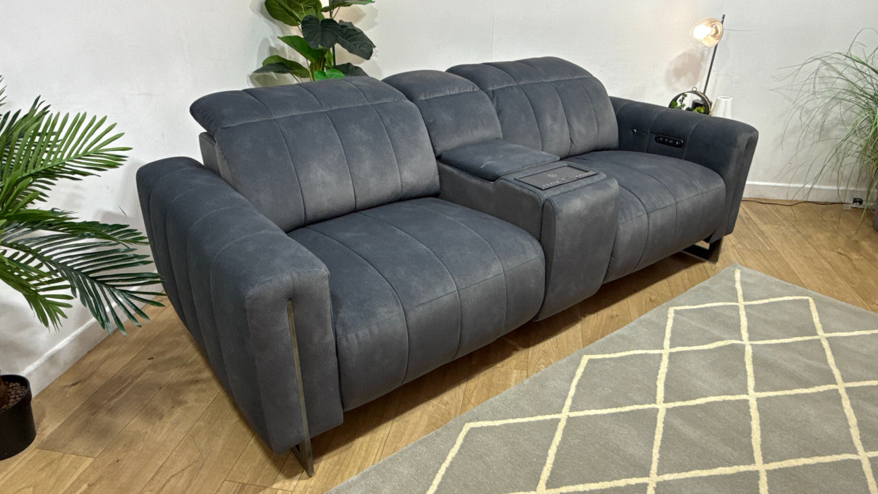 Sofology Paramount Fabric 2.5 Seater Console Power Recliner/Headrest Heated Seats Speakers in Lifestyle Flecked Charcoal