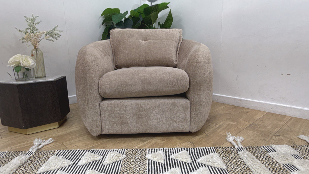 Sofology Portobello Fabric Chair Foam Seat in Teddy Chenille Natural Mix