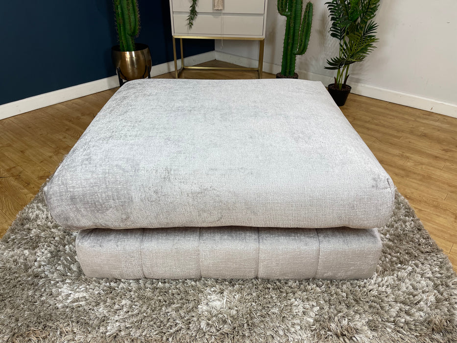 The Westwood Footstool Teddy Chenille Silver (WA2)