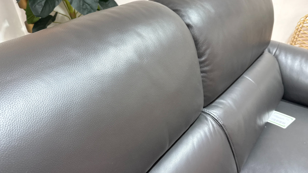 Sofology Hugo Leather 2 Seater in Trusty Embossed Charcoal