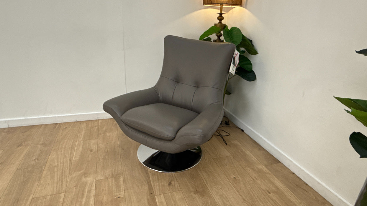 Sofology The Viento Leather Swivel Chair in Trusty Embossed Elephant