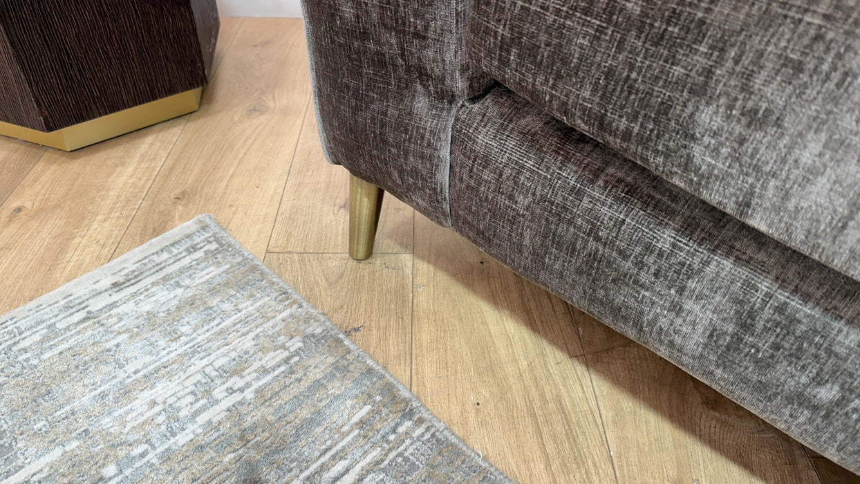 Sofology Mayfair Fabric 2 Seater Foam Seats in Luxury Chenille Truffle/Gold Mix