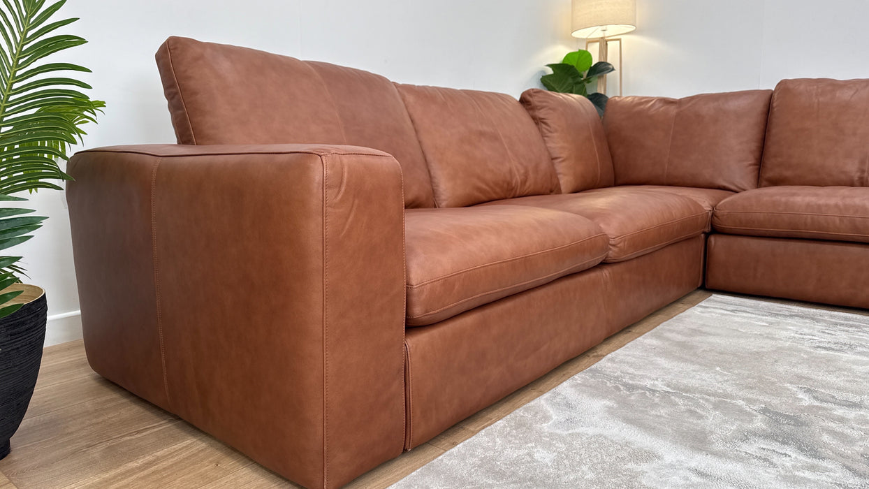 Sofology The Retreat 3 Corner 3 in Relaxed Soft Leather Tan Mix