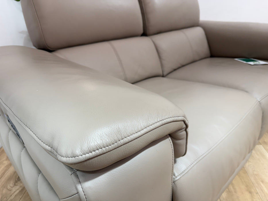 Sofology Fratelli Leather 2 Seater Power Recliner/Headrest in Trusty Embossed Stone