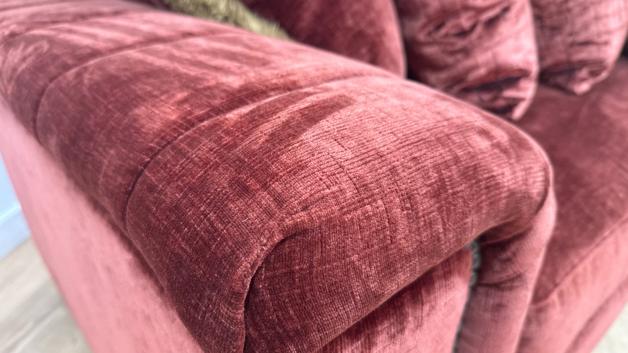 Sofology Regency Fabric 4 Seater Split Foam Seats in Luxe Chenille Burgundy Mix