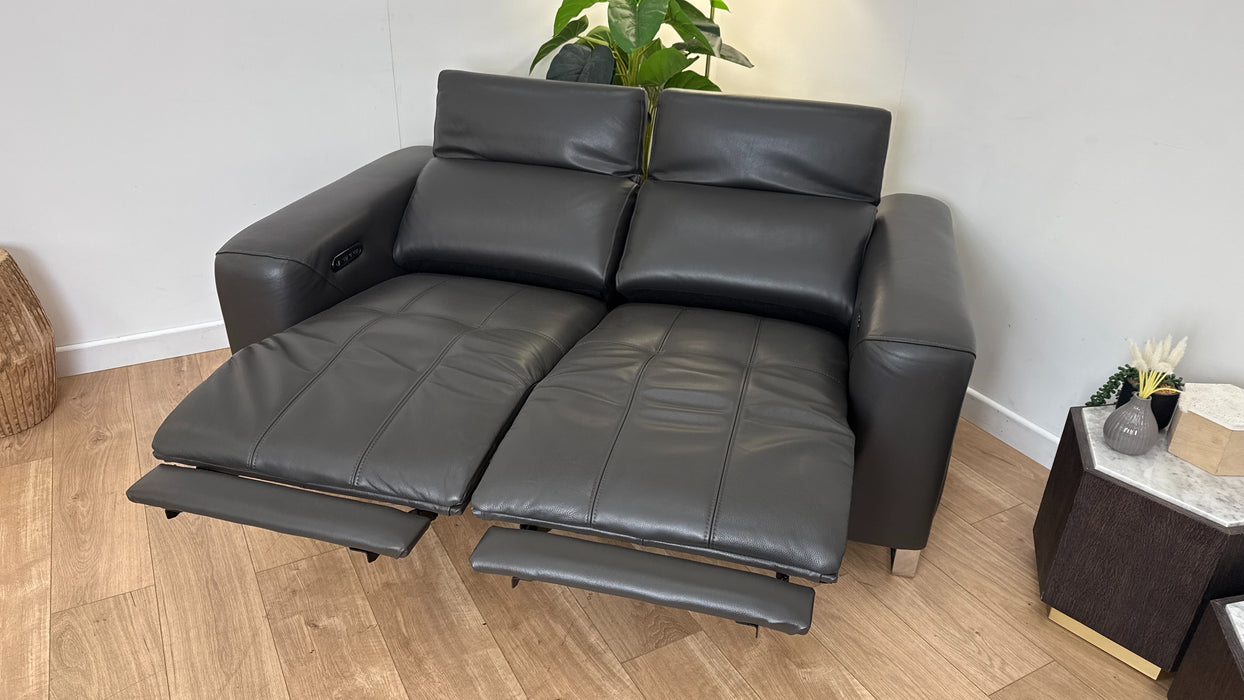 Sofology Marvella Leather Recliner 2 Seater in Charcoal