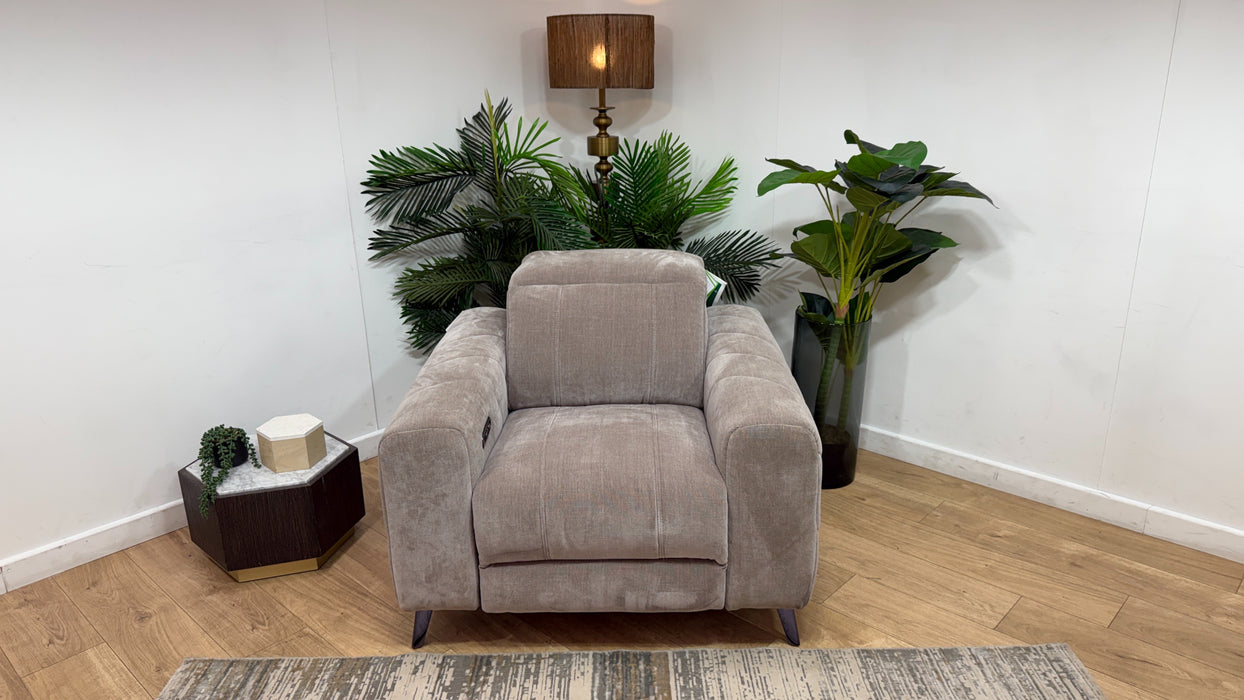 Sofology Allure Fabric Chair Power Recliner/Headrest in Relaxed Chenille Nutmeg