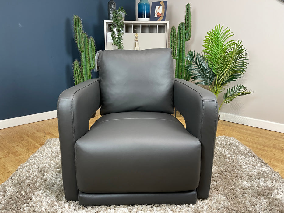 Flex Swivel Accent Chair - Trusty Matt Charcoal Leather (WA2)