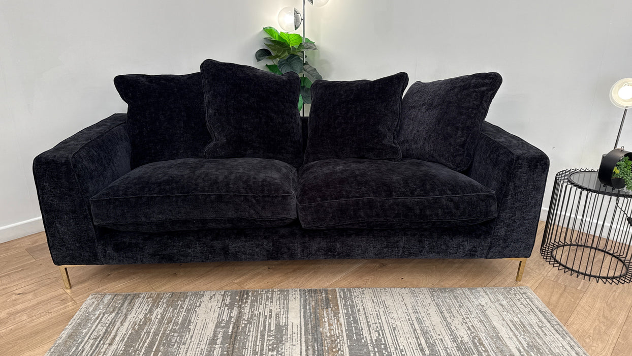 Sofology Rococo Fabric 4 Seater Pillow Back in Verbier Black Mix