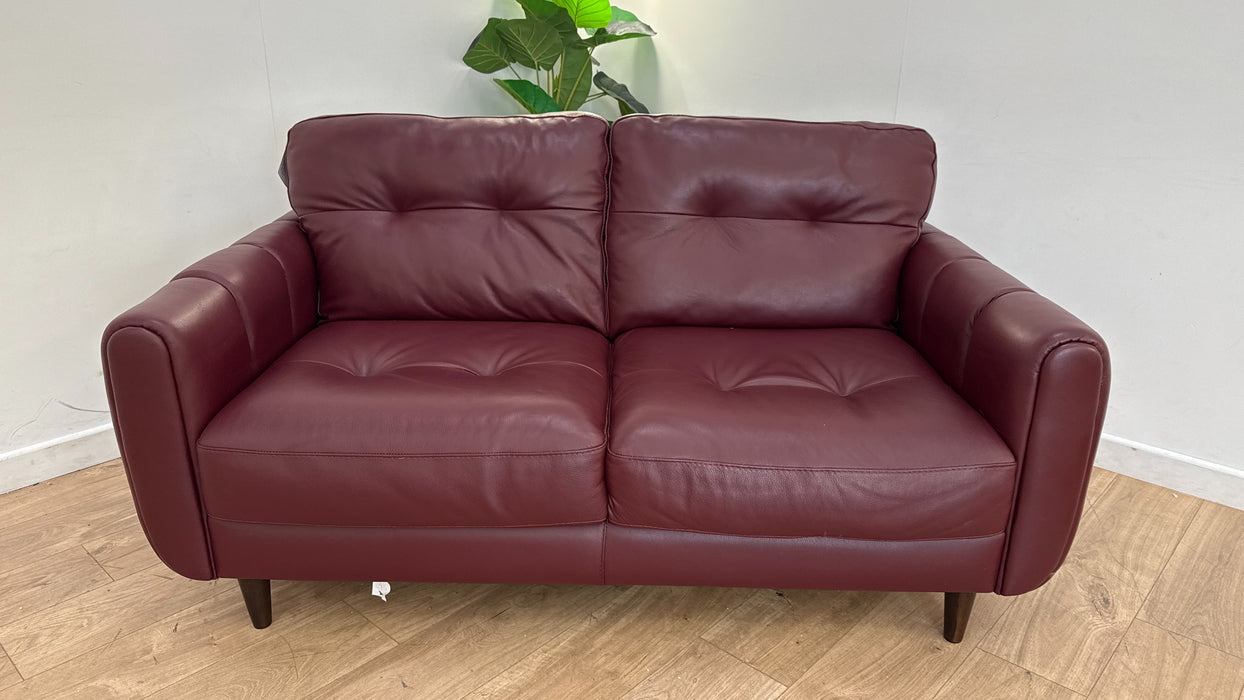 Sofology The Bexley 2 Seater Leather Sofa in Caruso Maroon